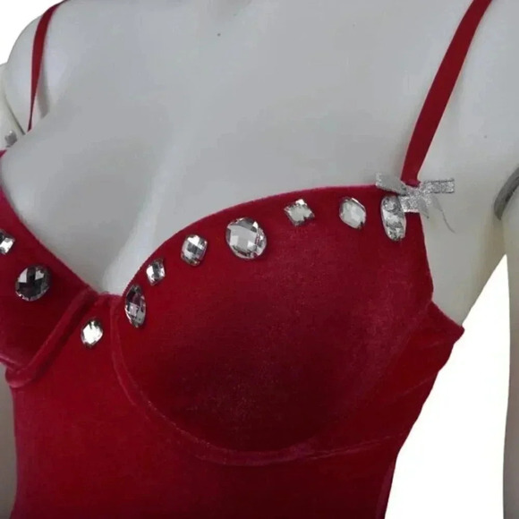 Vintage Frederick's of  Hollywood Hot Pink Corset Velour Garter Teddy Medium - Picture 3 of 9